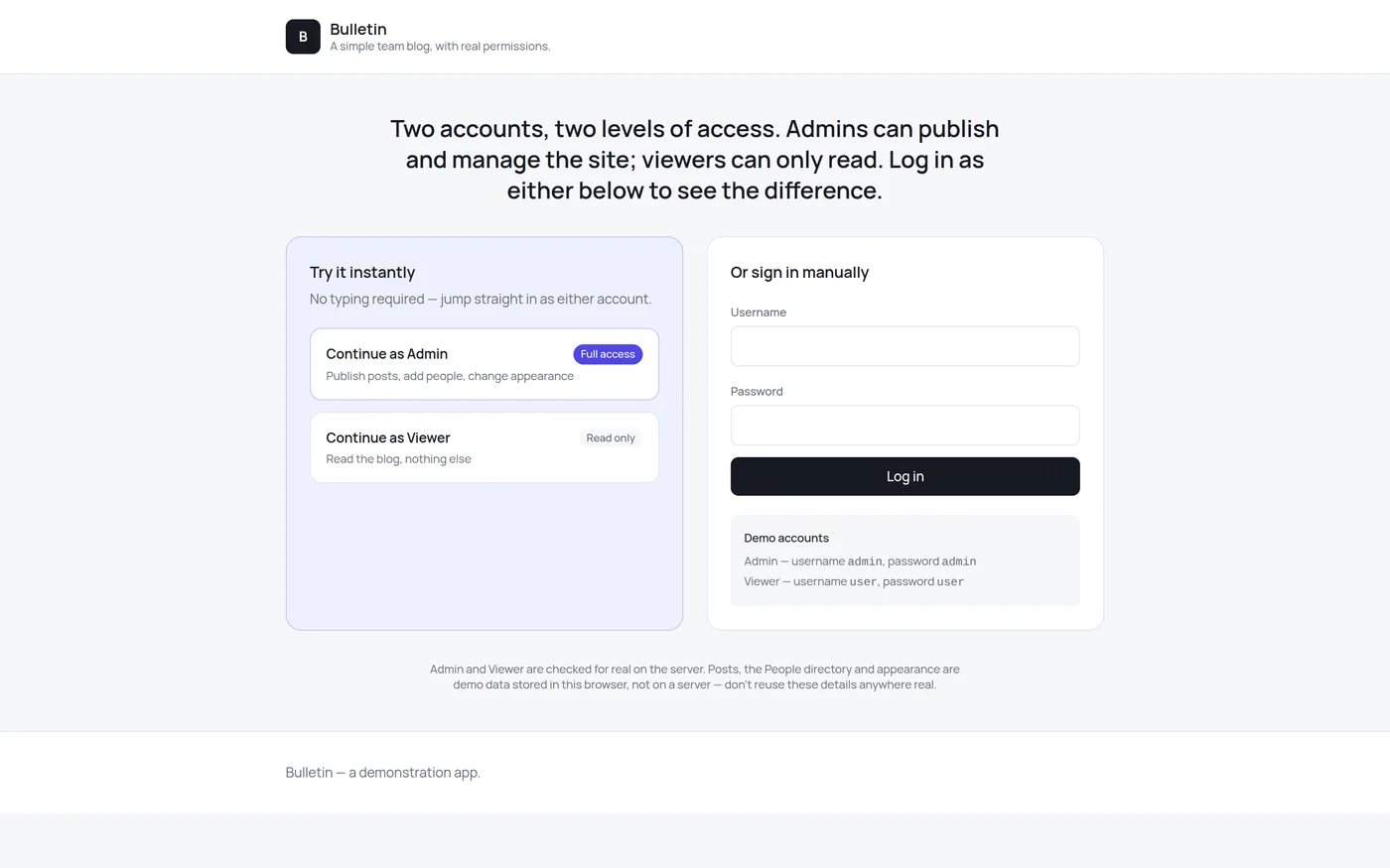 Bulletin — Team Blog & Logins website